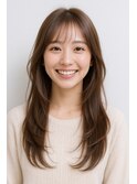 顔まわりレイヤーで魅せる、大人可愛いロングスタイル♪