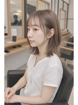切りっぱなしミディアムレイヤーボブ