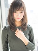 ワンレンクラシカル斜めバングボルドー