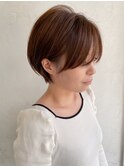 ショートボブ　ナチュラルブラウン