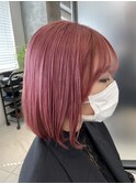 ミディアムボブ×ベビーピンク