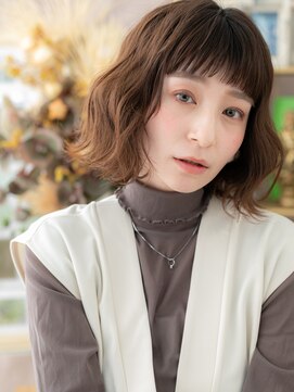 カバーヘアアンドスパ ブリス 浦和(COVER HAIR&SPA bliss) ぱっつん前髪レトロガーリーくせ毛風ロブTb3浦和20代30代40代