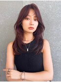 ピンクブラウン×韓国レイヤーカット×エアリーロング