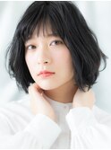 髪質改善ウェットアッシュブラックミニボブl古河20代30代40代
