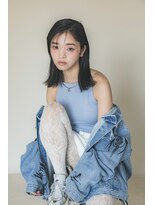 黒髪切りっぱなしボブルフネビージュ小顔ワンレンボブロブ