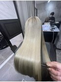 ロングヘアーブロンドカラー髪質改善赤坂見附