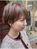 大人ショートボブ丸みショートカットマッシュショート前髪あり