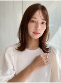 前髪 外ハネボブ くびれヘア ハイライトカラー"