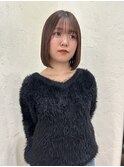 ブリーチなし大人可愛いマロンブラウン似合わせ耳かけボブ