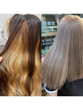 オリノ(olino) ハイライト×シルバーベージュロング