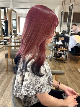 ルルズ(LULUS) ワインレッドエンドカラールーツカラーボルドーレッド毛先カラー