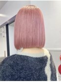 ダブルカラーピンクベージュケアブリーチカラーハイトーンカラー