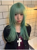 18064エメラルドグリーンエンドカラーウルフアンブレラカラー