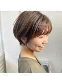 大人綺麗20代30代40代黒髪前下がりショートボブ丸みショート