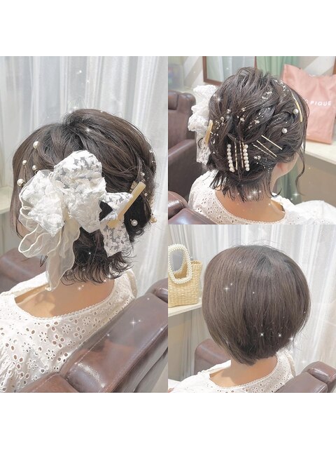 ショートヘアアレンジ　パールぴん