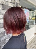 イメチェン/似合わせカット/フルバング/レッドブラウン/柏