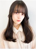 マスク美人マスクヘア韓国ヘア前髪春カラーくすみブルー大人美人