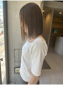 グレージュ 切りっぱなしボブ 大人ボブ 伸ばしボブ 西田