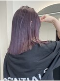 ラベンダーカラーミディアムストレートカシスカラーダブルカラー