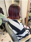 20代30代アンブレラカラー・30代ボブデザインカラーワインレッド