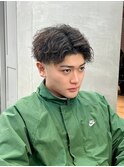 アップバングショート　メンズヘア　八王子　短髪パーマ