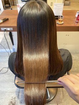 エイクス ヘア デザイン×美髪クリニック 千葉(AQs hair design) くびれヘア/アプリコットオレンジ/夏/髪質改善[千葉駅]