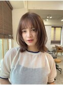 ボブ　フェイスレイヤー　顔周りカット　ラベンダーベージュ