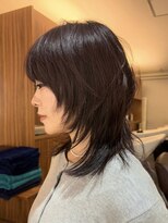 ノラ ヘアーサロン(NORA HAIR SALON) パープルカシスカラーボルドーブラウン顔まわりレイヤーウルフ