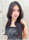 グレージュブラウン/ミディアムレイヤー/韓国巻き/顔周りカット