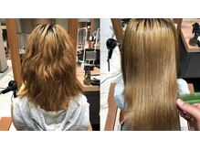 クセ＋ダメージによるうねり、広がりも抑えて艶のあるストレートヘアに！