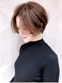 ハイライトくびれショート_耳かけウェーブパーマ_ba287502