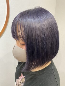 ホーミー(Homey) パープルアッシュ×ワンレングススタイル