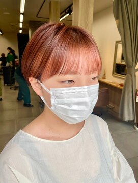 ロット 横浜(lot) マッシュショート×くびれヘア×アプリコットオレンジ[横浜駅]