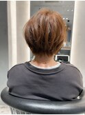 すっきり襟足×ショートボブ×ベージュ×柏1素敵ショート