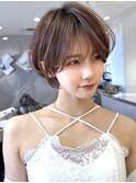 大人可愛いショートボブ/ベージュ