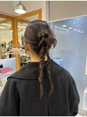 20代30代大人可愛いお呼ばれスタイル編みおろしグレージュ