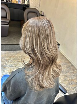 ブレンド 渋谷(BLend) 前髪ハイライトカラーこなれミディイメチェンウェーブパーマ