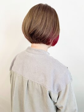 モリオ(morio) ◯大人グラデーションショートボブ インナーカラーピンク 40代