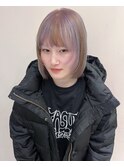 デザインカラーハイトーン前髪ぱっつんボブイメチェン10代20代
