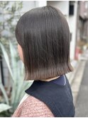 髪質改善20代30代 暗髪グレージュ切りっぱなしボブ 京都烏丸