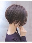 大人可愛い20代30代40代黒髪前下がりショートボブ丸みショート◎