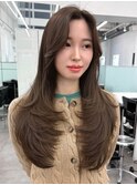 韓国風レイヤーカット顔まわりくびれオルチャン堀江