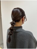 ヘアアレンジ/編みおろし/ローポニー/大人可愛い/平