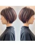 大人可愛い40代50代60代くびれショート白髪ぼかし