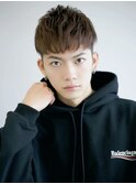 束感カット オリーブカラー ソフトツーブロック マッシュカット