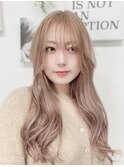 ペールベージュカラー×大人ガーリー[池袋ブリーチ縮毛矯正]