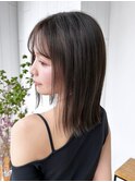 黒髪オリーブカラー透明感カラーウルフレイヤーロング_ba533001