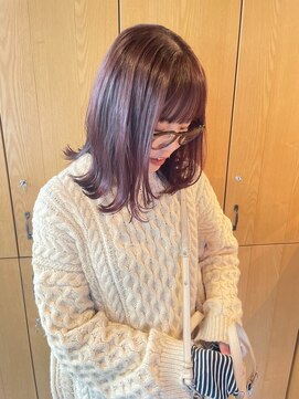 カフネ ジュントス ヨロ(Cafune' juntos YOLO) ミディアムボブ×モーヴピンク　20代 30代◎