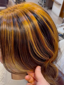 ヘアーエポック(hair epoque) 個性派アンブレラカラー艶髪オレンジカラー