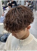 熊本メンズパーマ メンズカラー 波巻き ブラウン  MEN'S HAIR